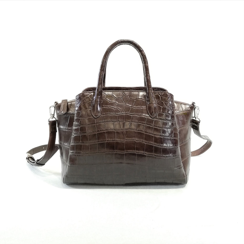 イビサ黒 ケース クロコダイル チャコールカラーのクロコダイル2WAYハンドバッグ – イビサ