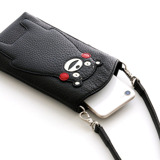 【くまモンコラボ商品】牛革　スマートフォンポシェット