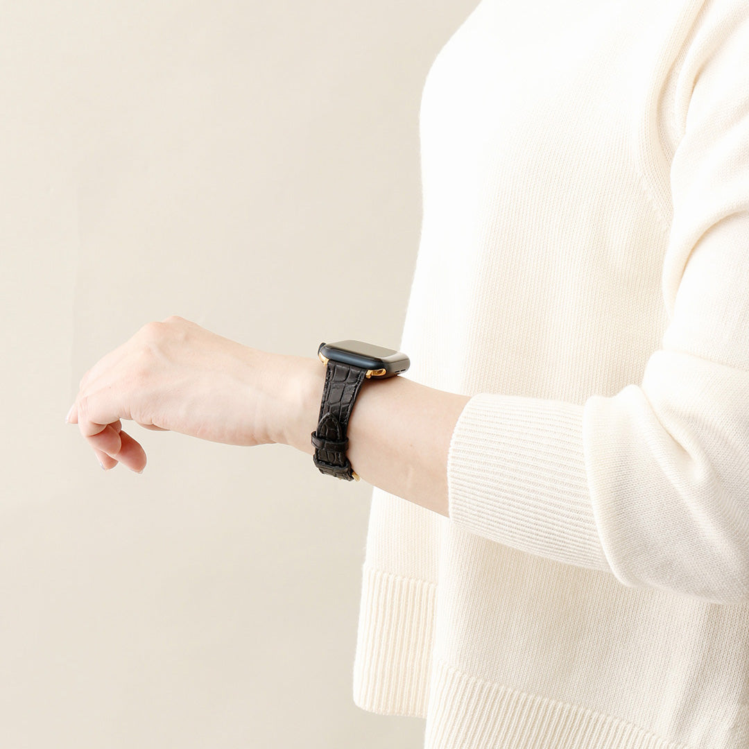 お問い合わせ商品　82489-180-TP-PG-L　Apple Watch クロコダイルレザーバンド L
