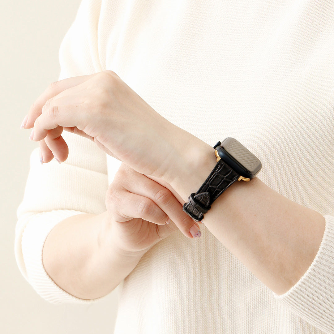 お問い合わせ商品　82489-180-TP-PG-L　Apple Watch クロコダイルレザーバンド L