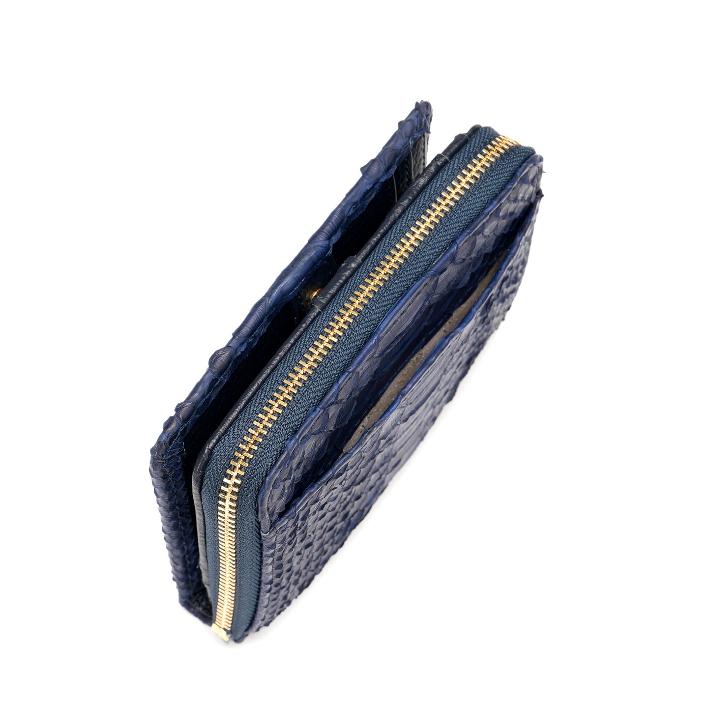 ヘビ革　ラウンドファスナー財布