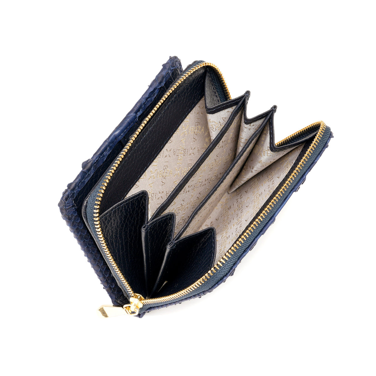 ヘビ革　ラウンドファスナー財布