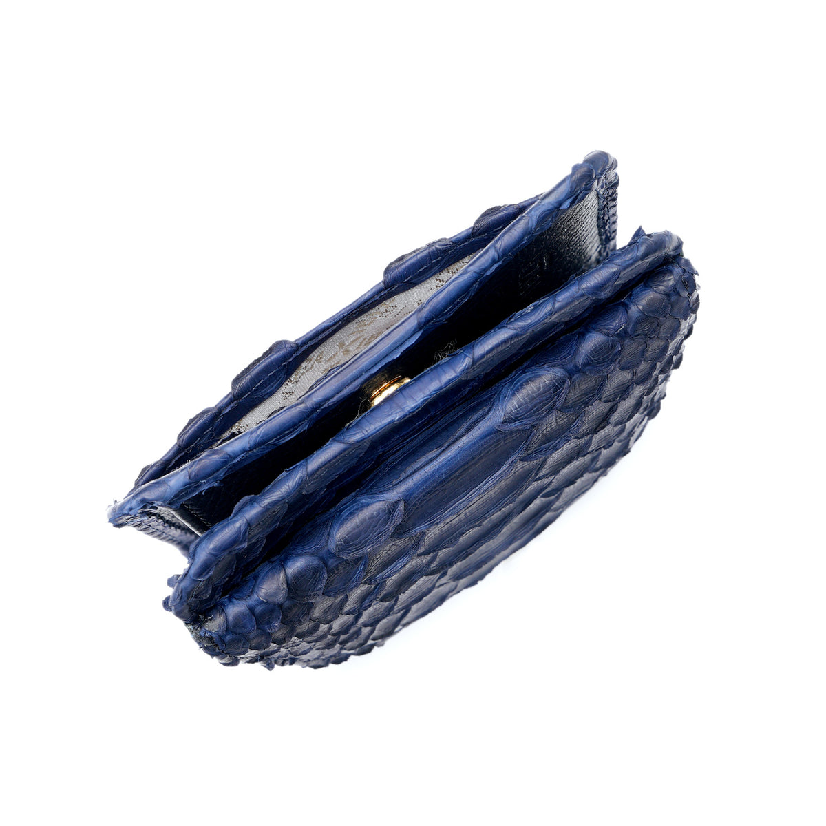 ヘビ革　BOXコインケース付折り財布