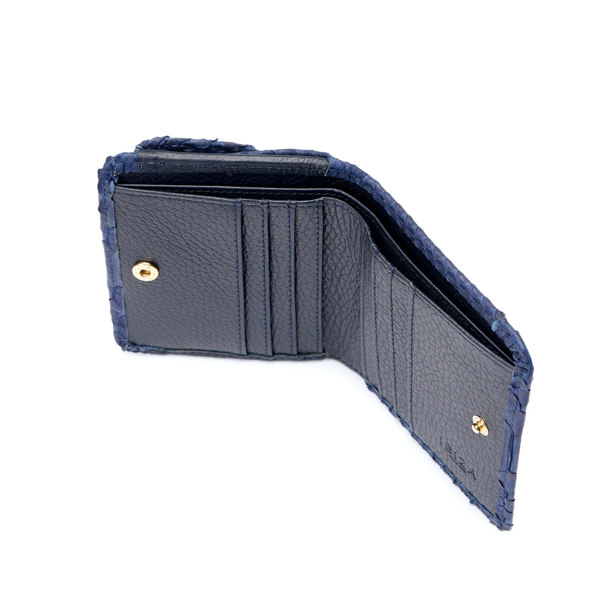 ヘビ革　BOXコインケース付折り財布