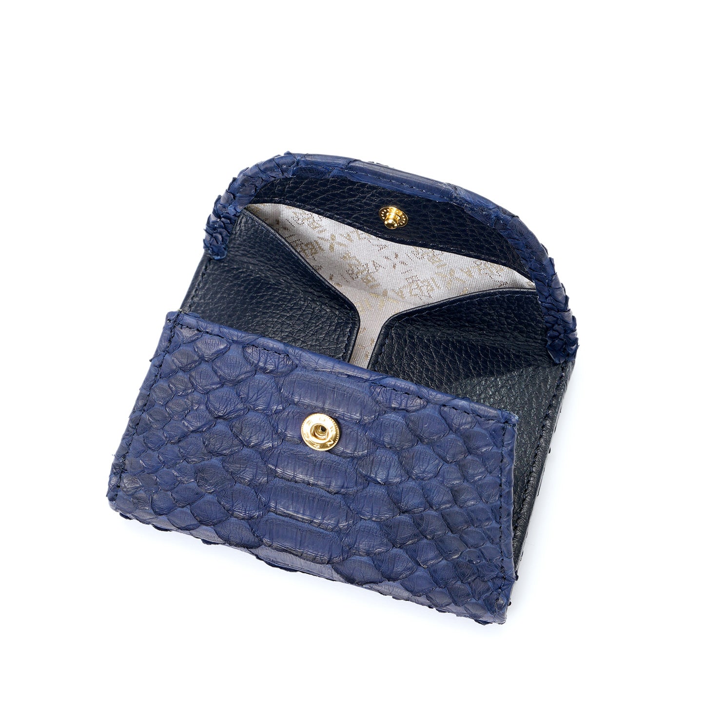 ヘビ革　BOXコインケース付折り財布