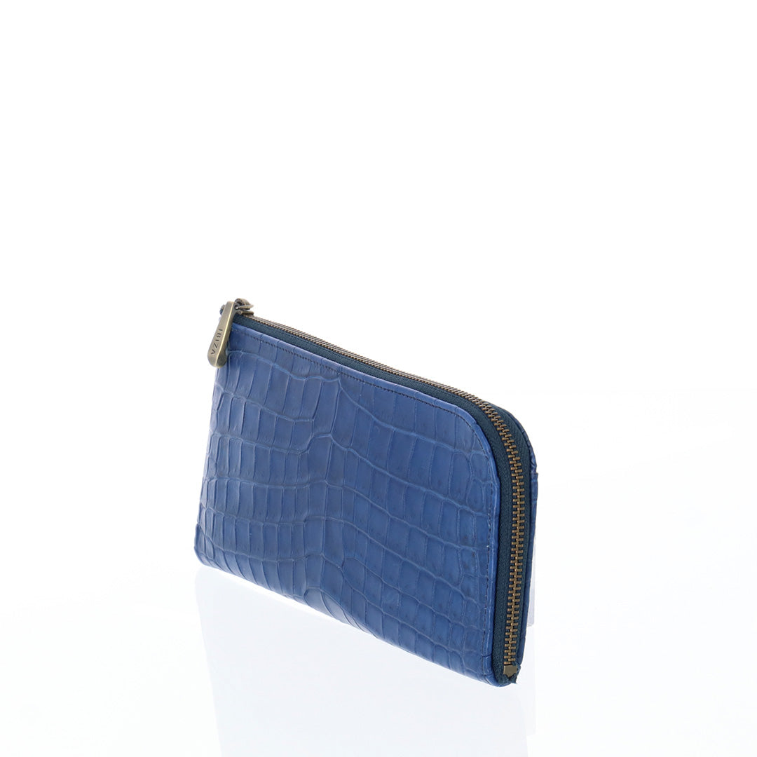 藍染クロコダイル　Ｌ字ファスナー長財布