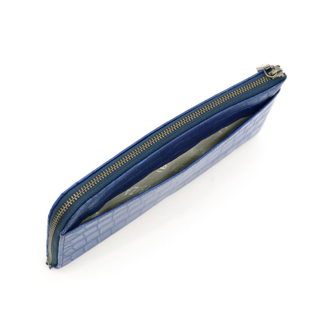 藍染クロコダイル　Ｌ字ファスナー長財布