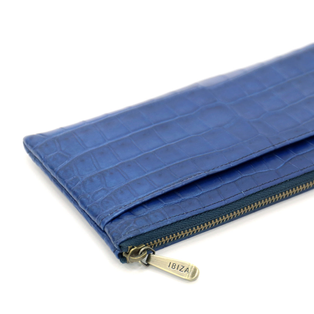 藍染クロコダイル　Ｌ字ファスナー長財布