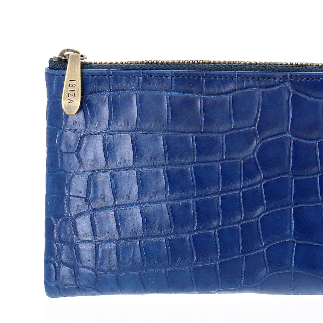 藍染クロコダイル　Ｌ字ファスナー長財布
